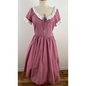 Lindy Bop Women's XL Red Gingham Swing Dress Pinup Rockabilly White Trim NWT